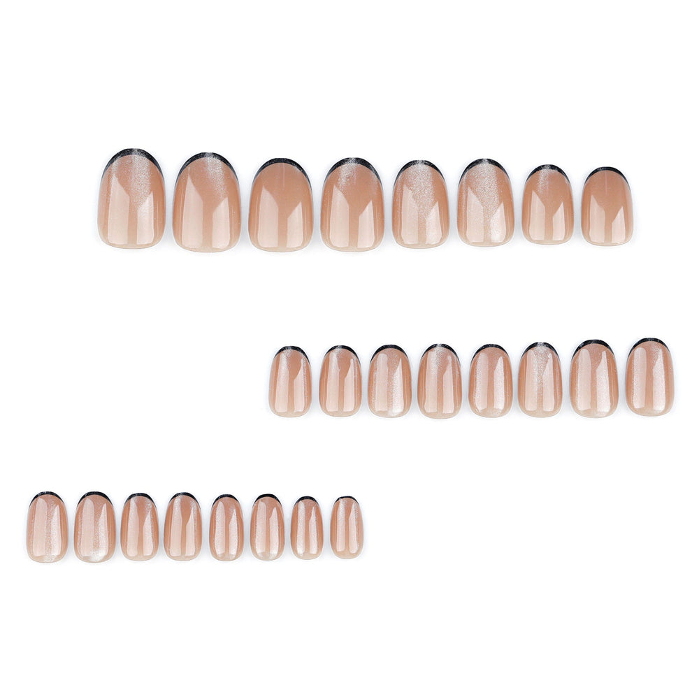 Wear nail pads wholesale coffee color cat eye French black nail pads short nail patches removable nail pads｜365nails