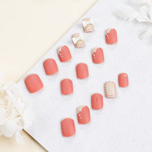 Press on nails Art  Cream Orange Whitening nails Art  Bow nails  Press on nails Art Wholesale｜365nails