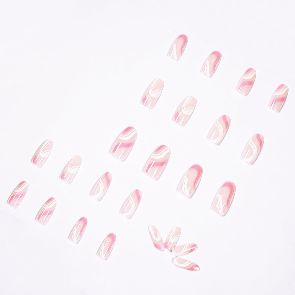 Pop Series Simple Pink White Press on  Finished Fake Nail Nail  Nail  Removable Nail｜365nails