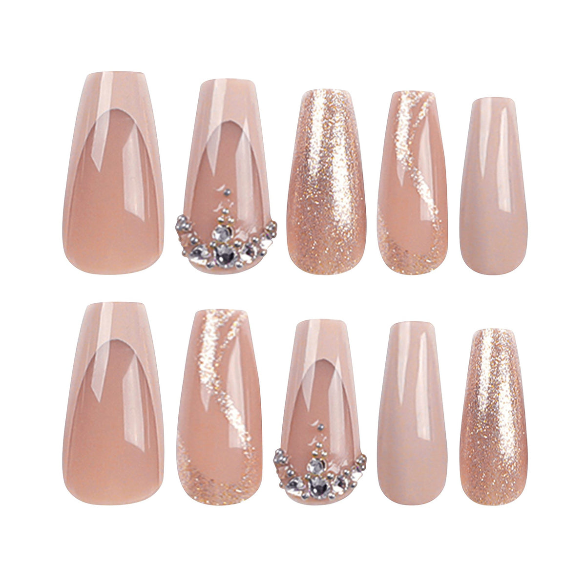 Factory wholesale French glitter press-on nails solid color simple long ladder manicure nail piece style fake nail – Image 5