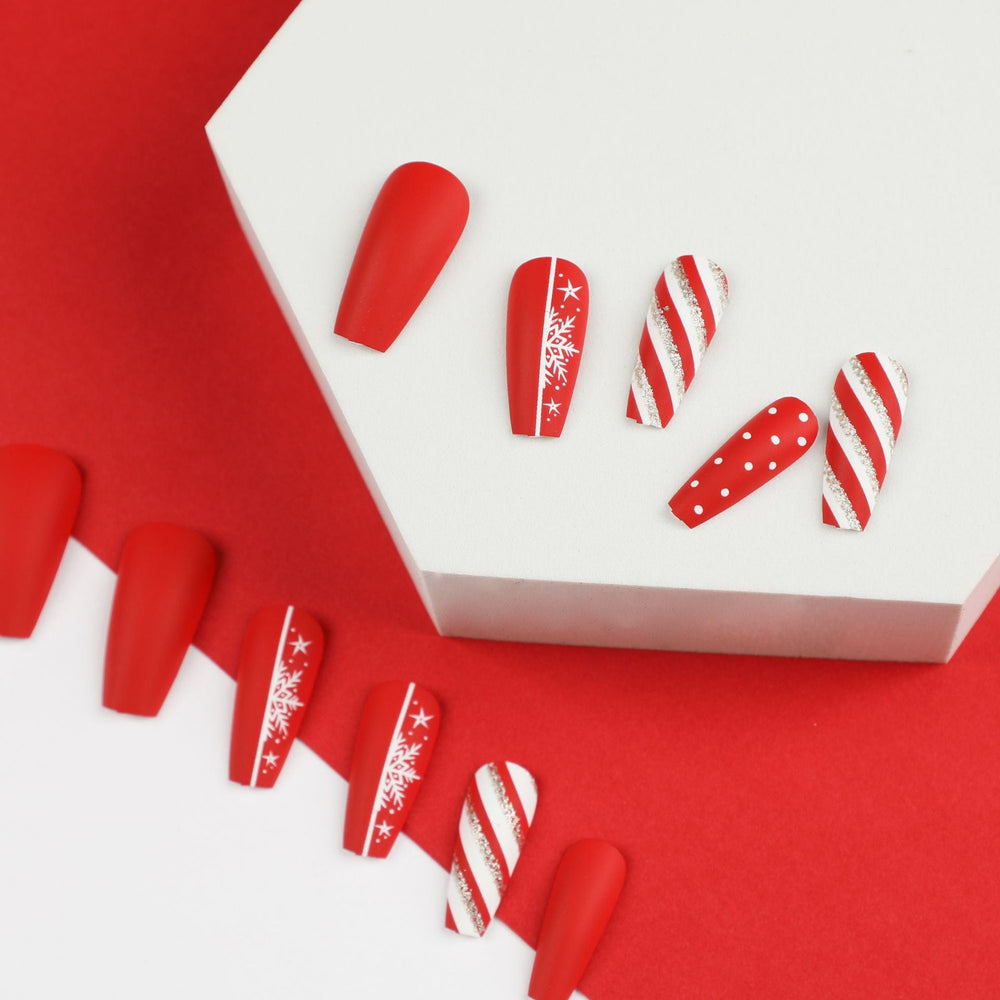 nails piece finished product wholesale Christmas snowflake polka dot press on nails piece wholesale nails patch wholesale nails piece fake nails｜365nails
