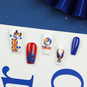 Independence Day Ballet Nail Art Nail Wear Removable Nail Sheet  Foreign Trade False Nail Sheet Finished Product Wholesale｜365nails