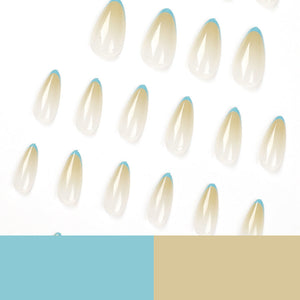 nails piece wholesale Press on nails, French blue edge gradual change Press on nails piece wholesale Press onable nails fake nails｜365nails