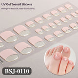 Semi-Cured Gel Nail Strips French Style Toe Nails Clean Glossy Set (MOQ=3)
