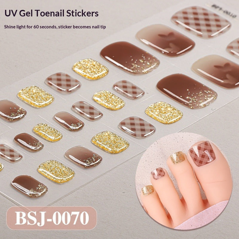 Semi-Cured Gel Nail Strips French Leopard 3D Foil Gradient Design (MOQ=3)
