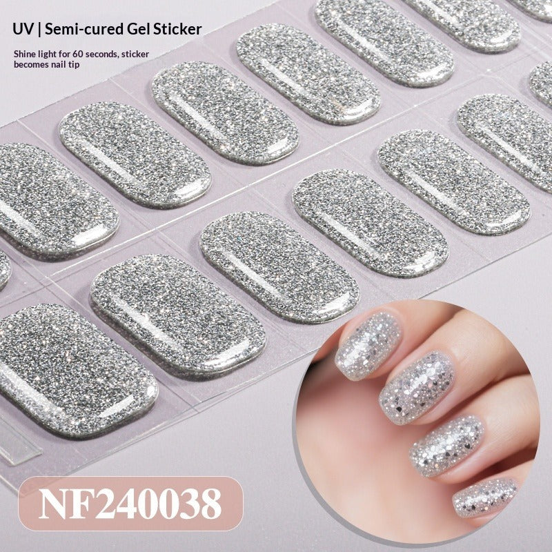 Semi-Cured Gel Nail Strips Pure Glitter Ultra Sparkle Glossy Design (MOQ=3)