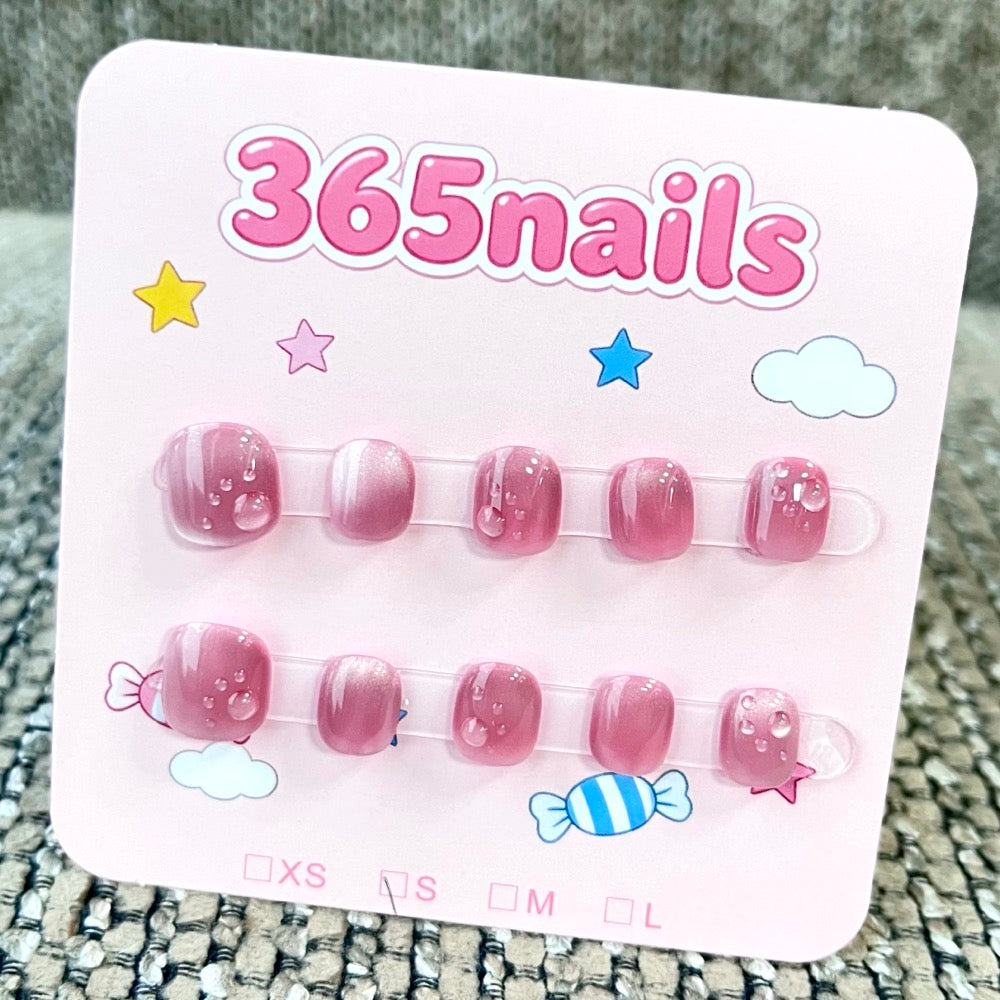 365nails: "Blush Water Drop" – 3D Water Drop Jelly Handmade Short Square Nails