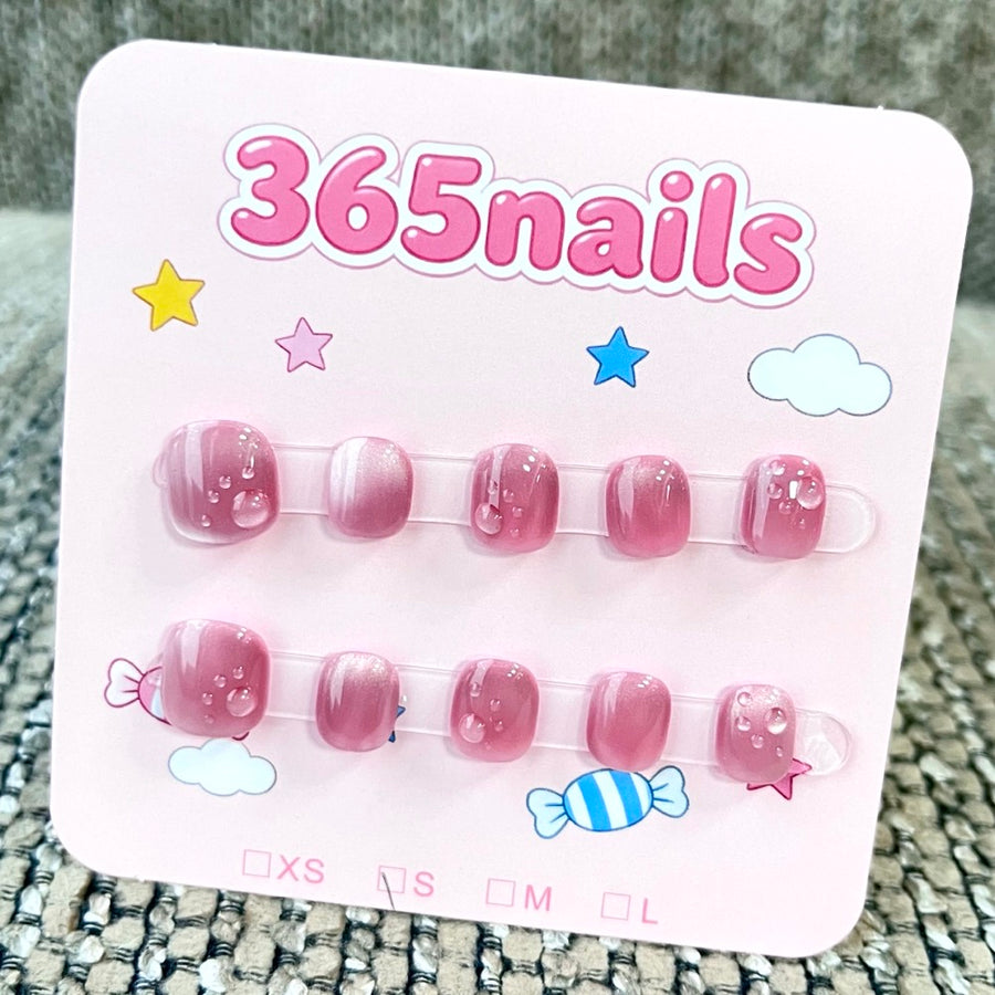 365nails: "Blush Water Drop" – 3D Water Drop Jelly Handmade Short Square Nails