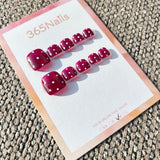 365nails: "retro burgundy dots" – handmade press-on toenails / pedicure