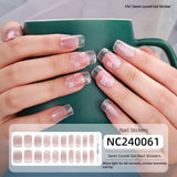 Semi-Cured Gel Nail Strips Foil French Gold Pink Gradient Glossy Set (MOQ=3)