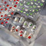 Red & Green Apple Nail Stickers – Fruit Embossed Collection