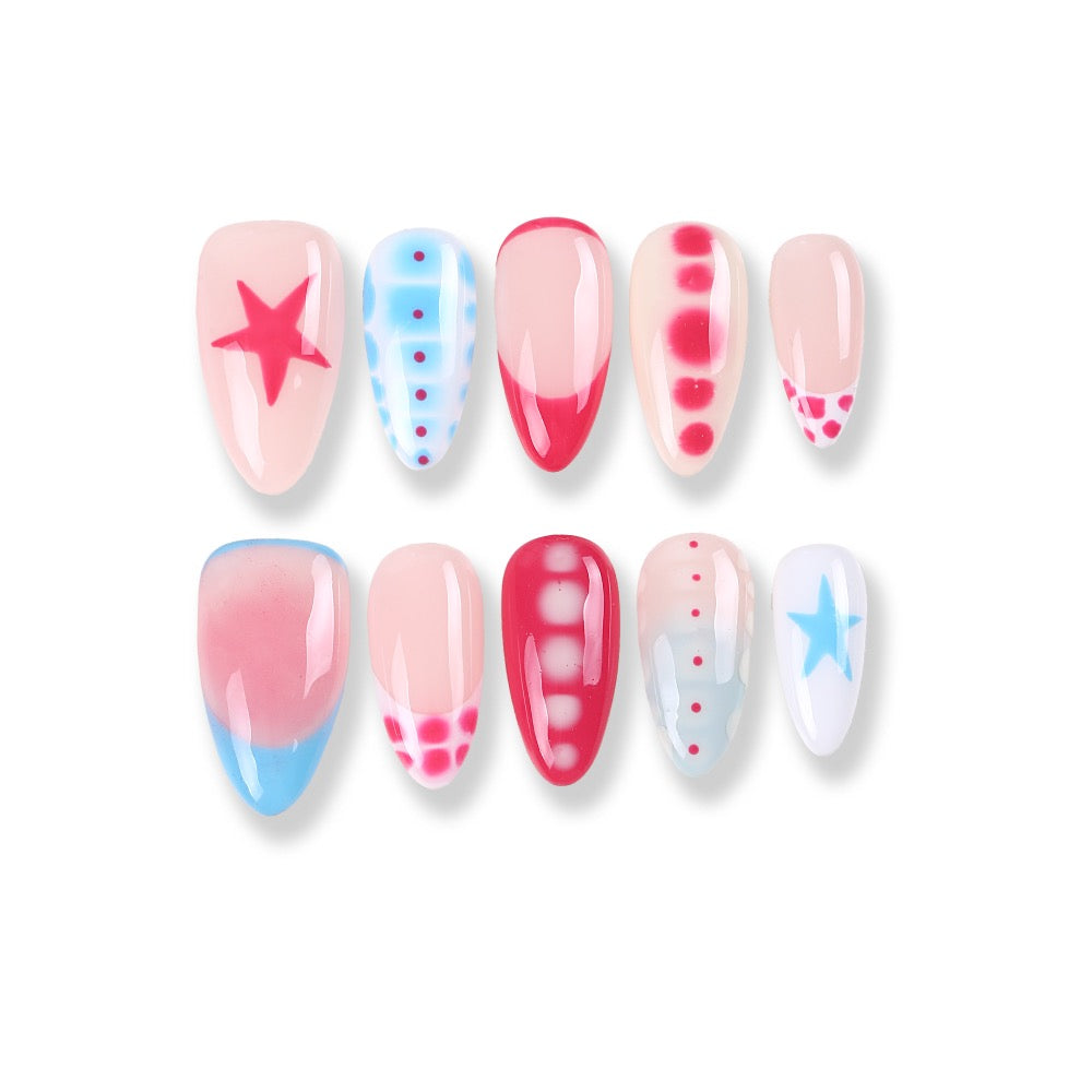 365Nails Uñas Postizas Adhesivas con Diseño Lúdico de Estrellas, Corazones y Lunares