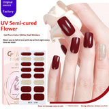 Semi-Cured Gel Nail Strips Colorblock Glitter Shimmer Glossy Design (MOQ=3)