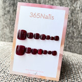365nails: "rich wine red solid" – handmade press-on pedicure
