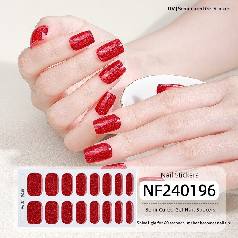 Semi-Cured Gel Nail Strips French Gradient Soft Glossy Design (MOQ=3)