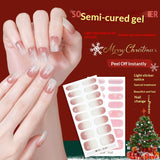 Semi-Cured Gel Nail Strips Christmas Snowflake Festive Glossy Design (MOQ=3)