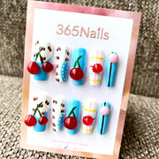 Sweet Summer: "3D Cherry Leopard" – Long Coffin Press-on Nails