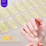 Semi-Cured Gel Nail Strips Brocade Sparkle Cloud Pattern Gold Glossy Set (MOQ=3)