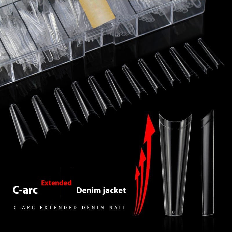 Nail Tips Explosive nail pads 504 pcs bag boxed extended flat head transparent patch manicure XXL semi-sticker denim fake nails wholesale