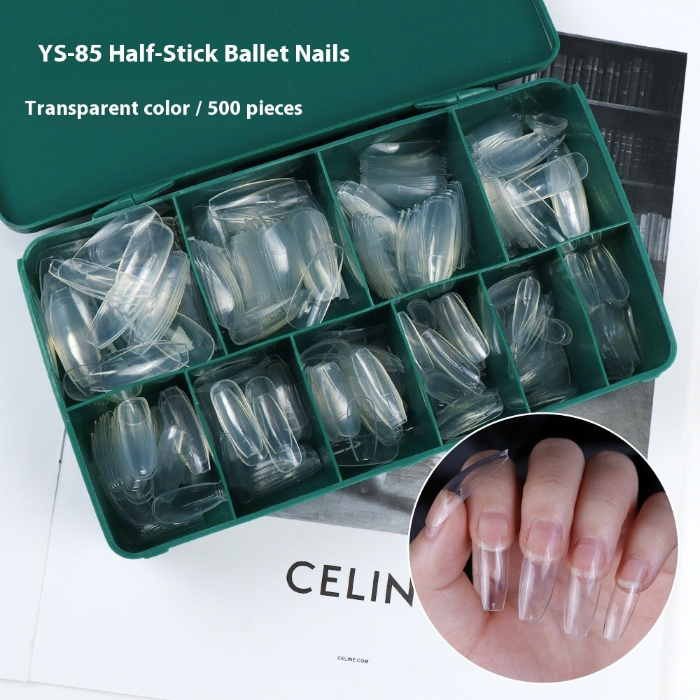 Nail Tips nail pads press on nails patches Nail art transparent patches Full stickers Long ballet nail fake nails 500 pieces in a box