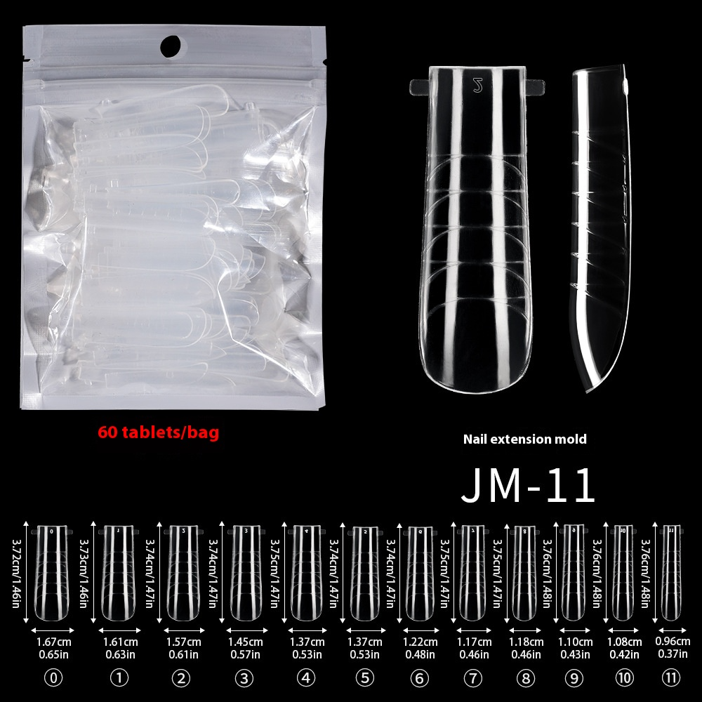 Nail Tips nail mold crystal without paper holder, rapid phototherapy, 60 nail extension tablets, bagged with graduated nail film, wholesale