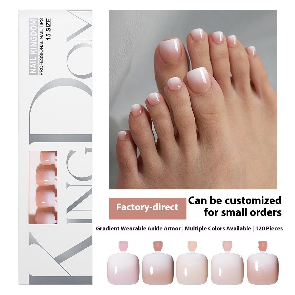 Nail Tips press on nails toenail gradual change wear foot nail patch spray oil prefabricated manicure 120 pieces fake nail piece