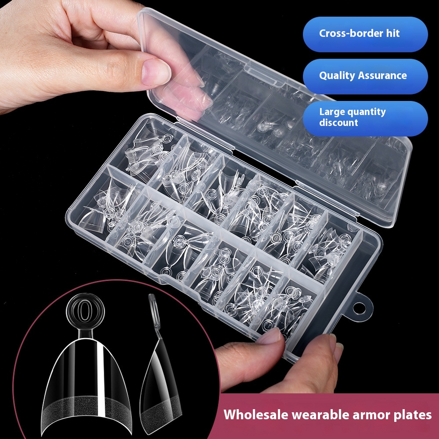 Nail Tips nail film short transparent semi-matte and semi-sticker French non-marking ultra-thin nail film simple 120 fake nails (MOQ=3)