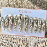 365nails: "Silver Rhinestone Luxury" – Handmade Long Stiletto Press-On Nails