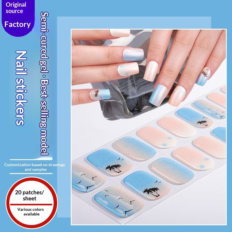 Semi-Cured Gel Nail Strips Rainbow Gradient Soft Pastel Glossy Set (MOQ=3)