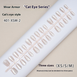 Nail Tips Cat's eye press on nails aurora electroplating, sub-code bar with short ladder mirror removable fake nail prefabricated patch manicure
