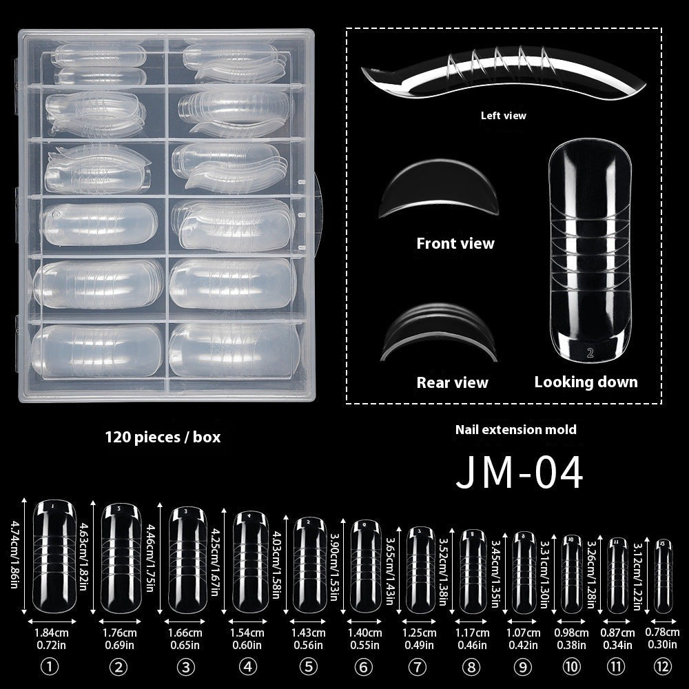 Nail Tips 120 transparent crystal nail molds, boxed with graduated crystal extension nail molds,  rapid phototherapy extension nail molds