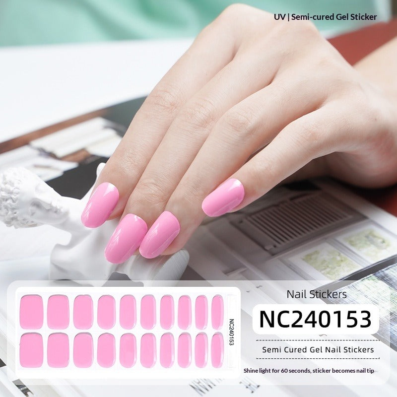 Semi-Cured Gel Nail Strips Solid Pearl Minimal Glossy Design (MOQ=3)