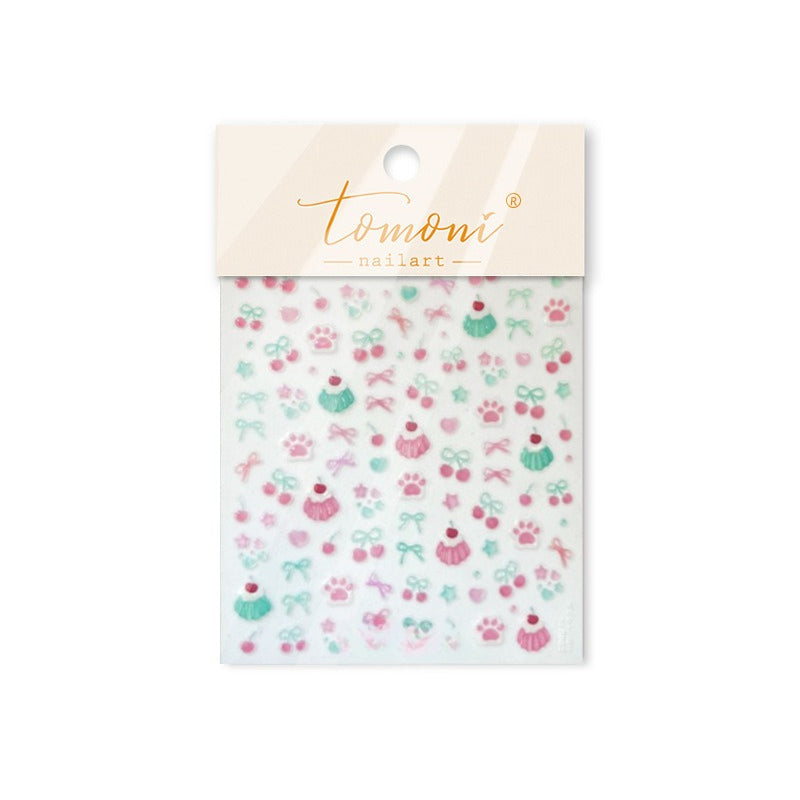 Jelly Dessert Collection: "Jelly Cherry & Cupcake" – 3D Embossed Nail Sticker