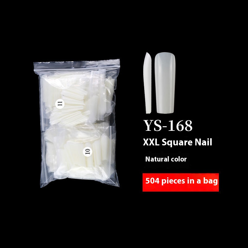 方形透明加長平頭甲片，可做全覆或半覆美甲貼片，適合沙龍使用 (MOQ=3)