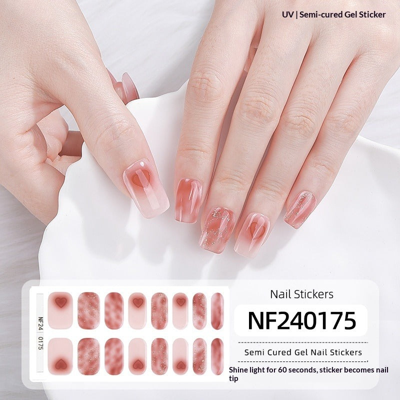 Semi-Cured Gel Nail Strips French Gradient Soft Glossy Design (MOQ=3)