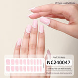Semi-Cured Gel Nail Strips Sparkle Cat Eye Pearl Glossy Design (MOQ=3)