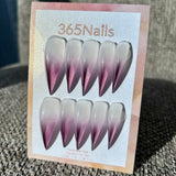 Rose Veil Dragon Claw Stiletto Sheer Milky to Metallic Purple Gradient Handmade Dragon Nail