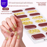 Semi-Cured Gel Nail Strips Colorblock Solid Glitter Glossy Design (MOQ=3)