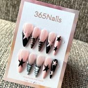 Black Star French - Pink Black Star Press-On Nails