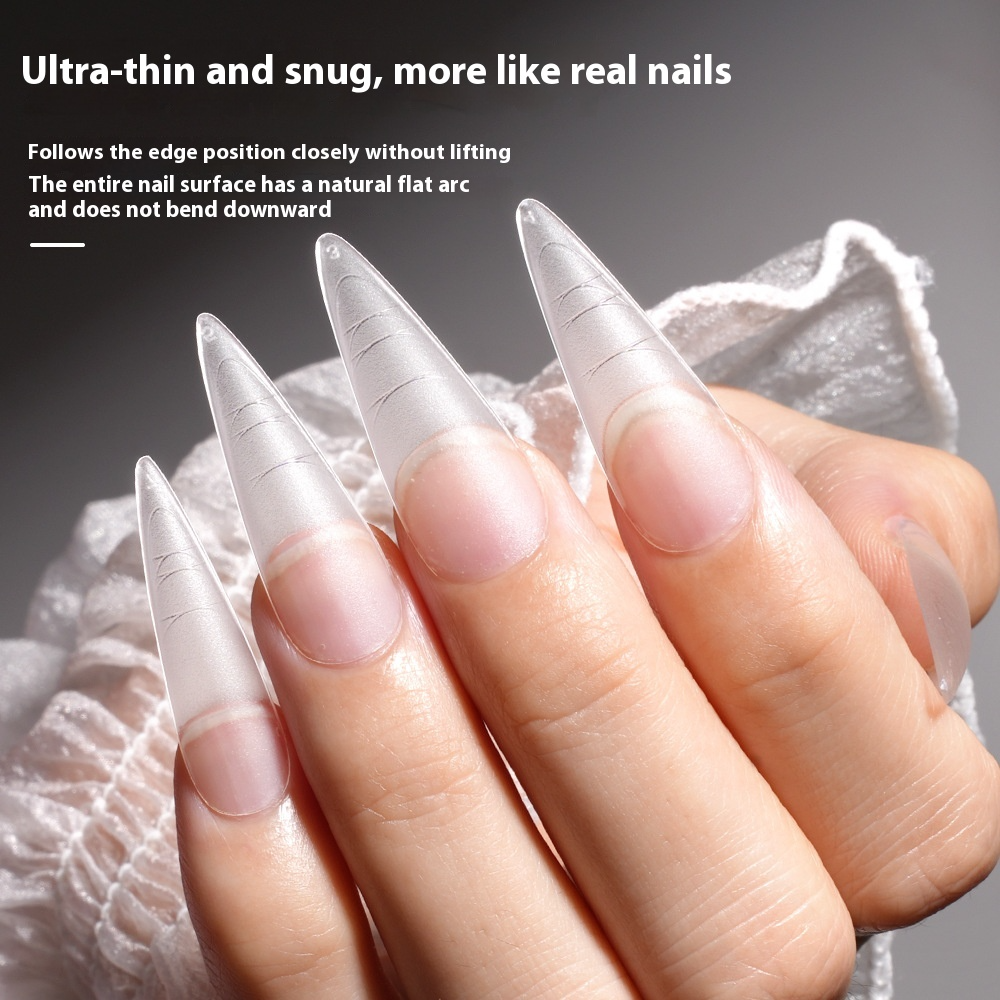 Nail Tips Nail plate with scale line Flat nail, boxed transparent and seamless full sticker Removable and wearable fake nail patch