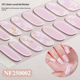 Semi-Cured Gel Nail Strips Summer Floral 3D Foil Pink Glossy Set (MOQ=3)