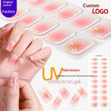 Semi-Cured Gel Nail Strips 3D Foil Gold Pink Gradient Glossy Set (MOQ=3)