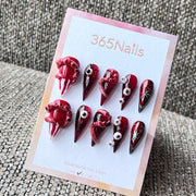 Gothic Horror 3D Eyeball & Tentacle Stiletto Press-On Nails