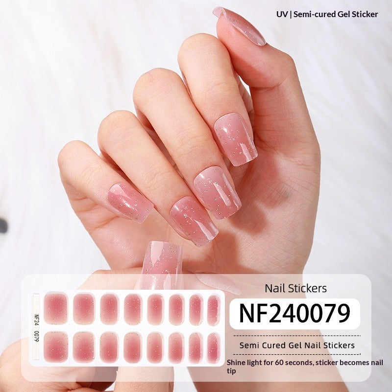 Semi-Cured Gel Nail Strips French Gradient Soft Glossy Design (MOQ=3)