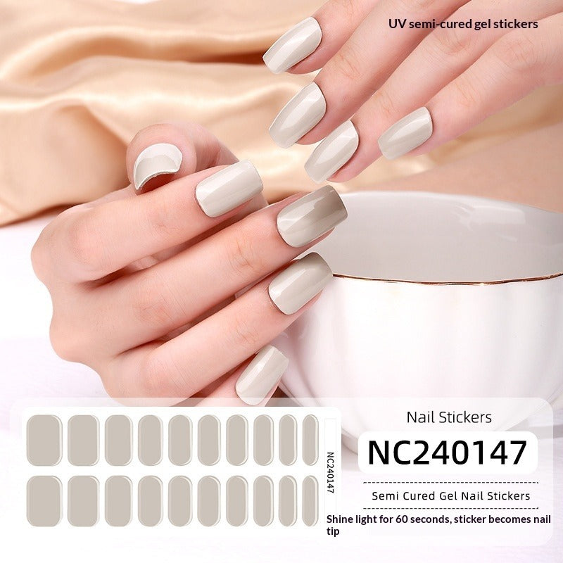 Semi-Cured Gel Nail Strips Solid Pearl Minimal Glossy Design (MOQ=3)