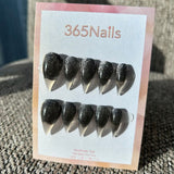 Obsidian Stardust Dragon Claw Stiletto Black Glitter to Clear Jelly Handmade Dragon Nail