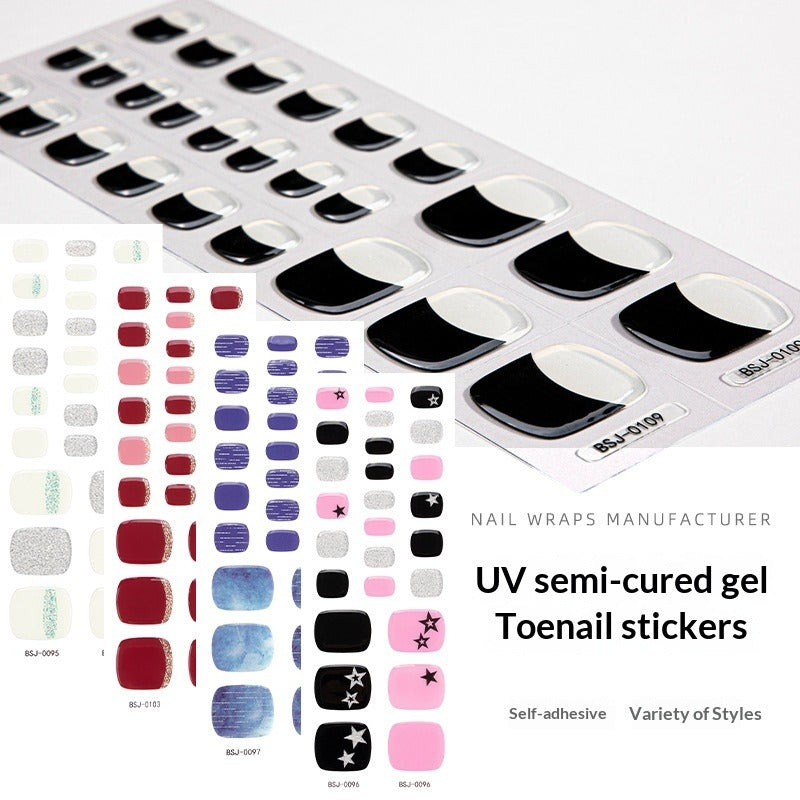 Semi-Cured Gel Nail Strips Glitter Pearl Gradient Sparkle Toe Design (MOQ=3)