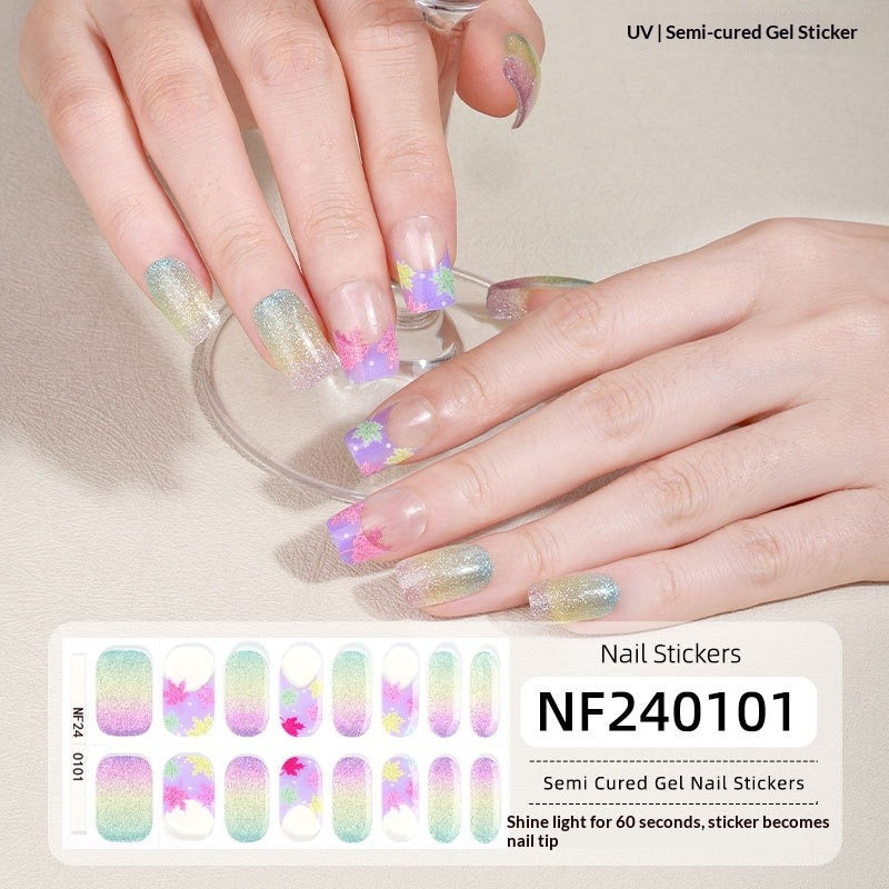 Semi-Cured Gel Nail Strips 3D Foil Glitter Glossy Design (MOQ=3)
