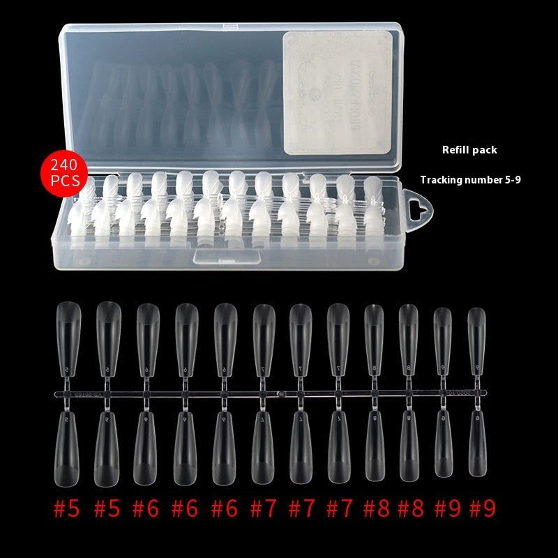 Nail Tips Nail piece transparent full sticker half sand 240 pieces boxed, light and seamless nail art trapezoidal free matte patch fake nail