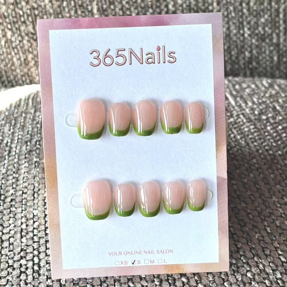Handmade French patch manicure, multi-color and multi-reusable full coverage fake nail set